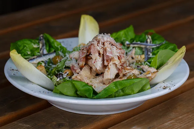 Freshly prepared Chicken and Bacon Caesar Salad 